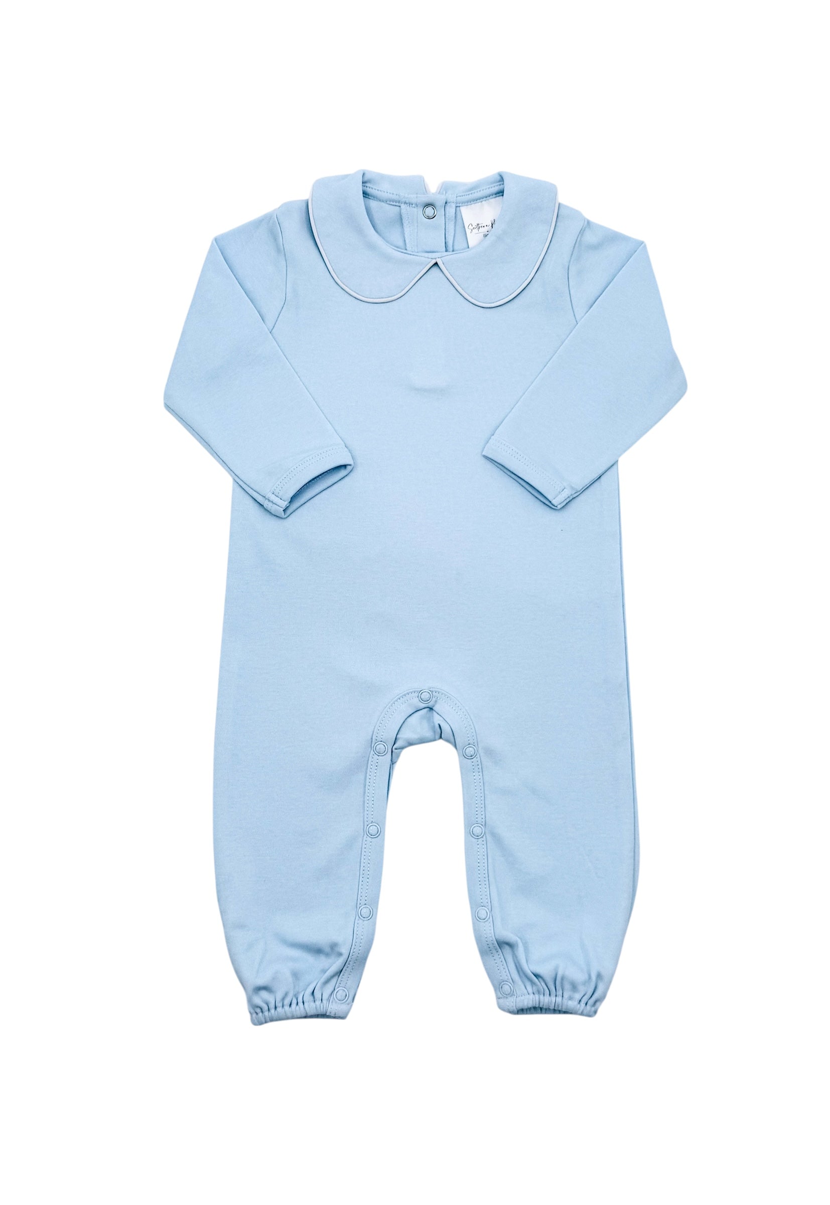 Piped Collar Long Sleeve Romper
