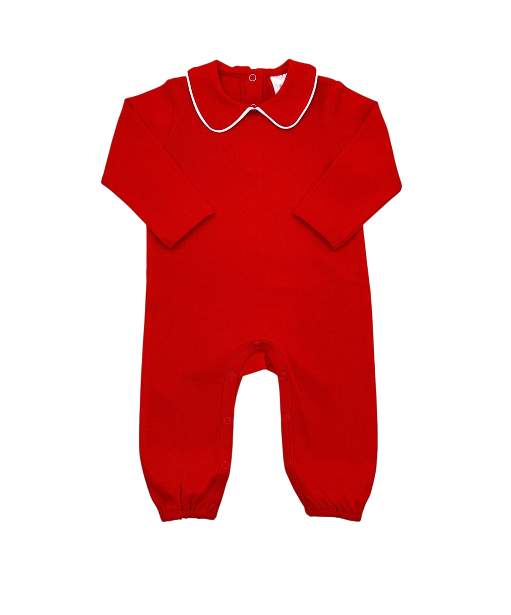 Piped Collar Long Sleeve Romper