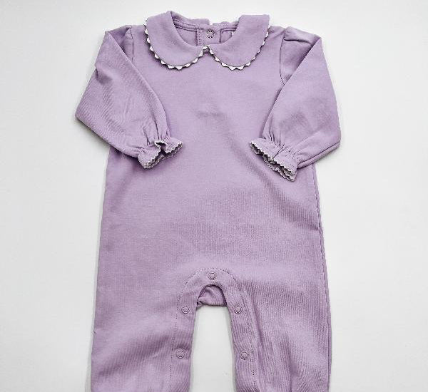 Scalloped Collar Long Sleeve Romper