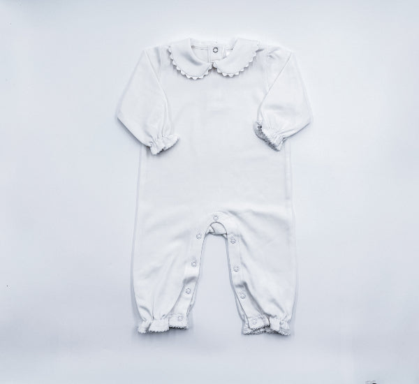 Scalloped Collar Long Sleeve Romper