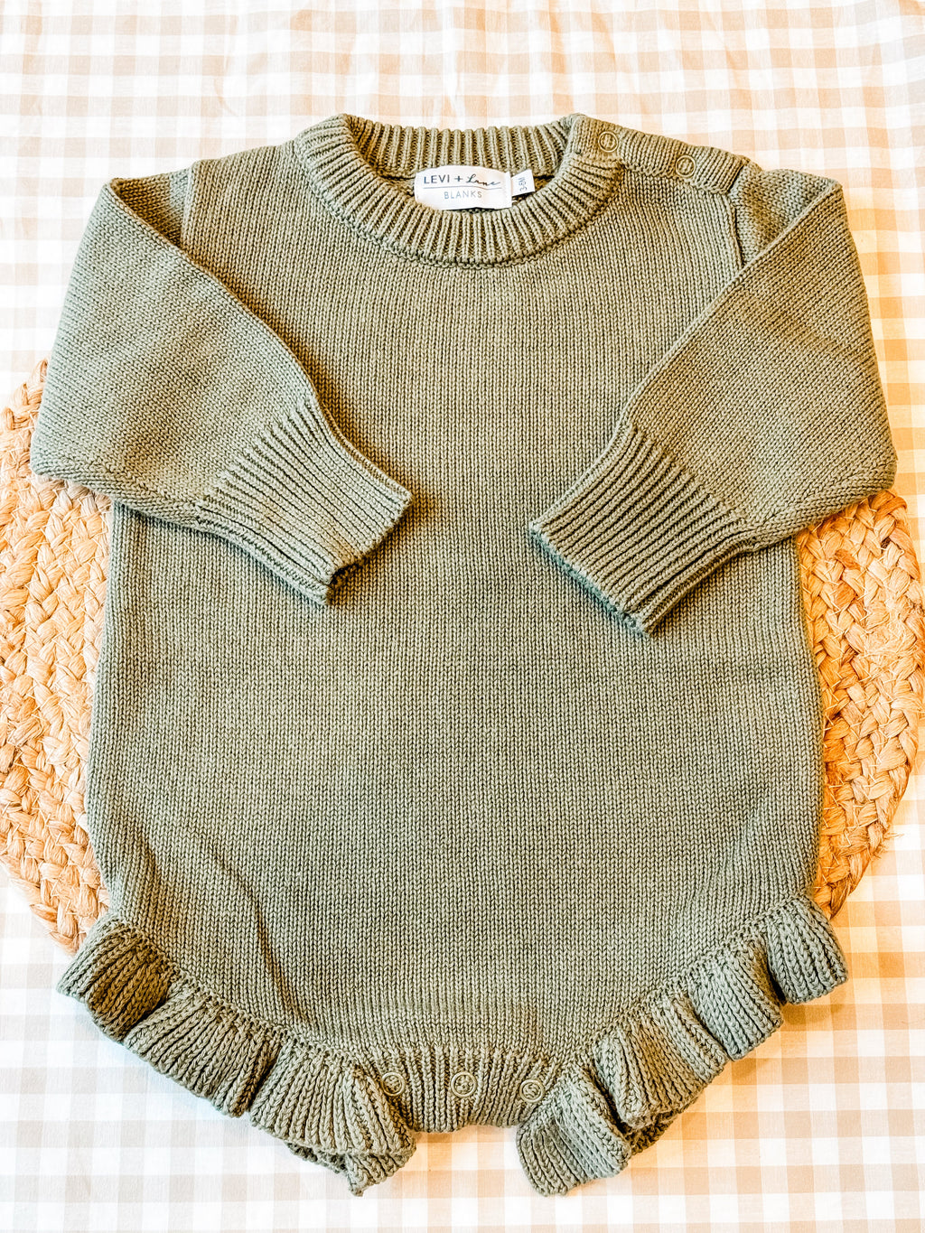 Long Sleeve Knit Ruffle Romper product photo 9