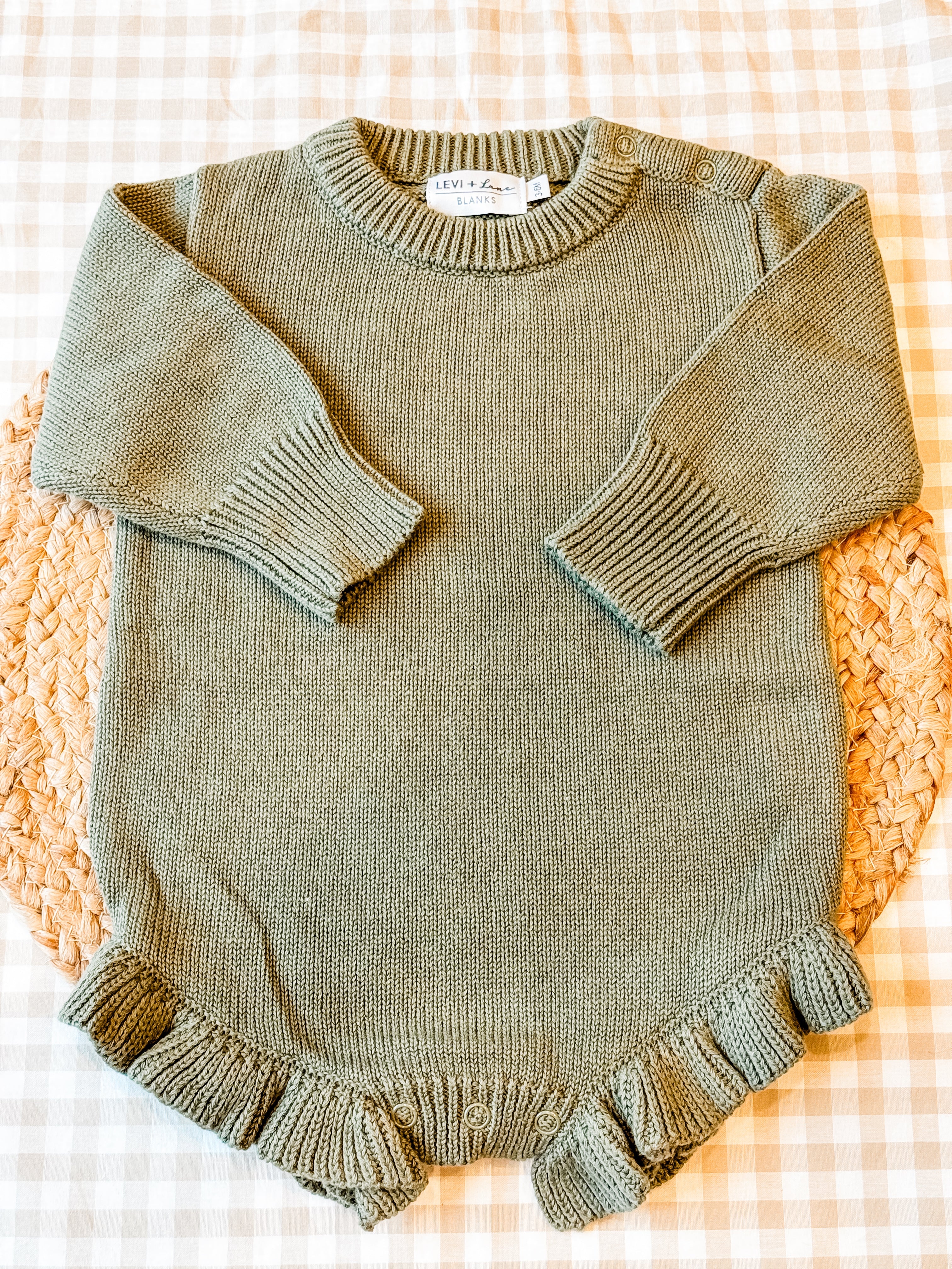 Long Sleeve Knit Ruffle Romper product photo 9