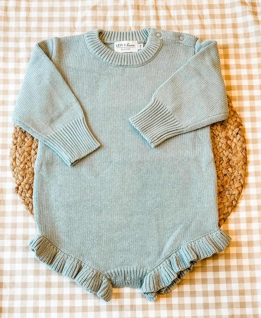 Long Sleeve Knit Ruffle Romper product photo 6