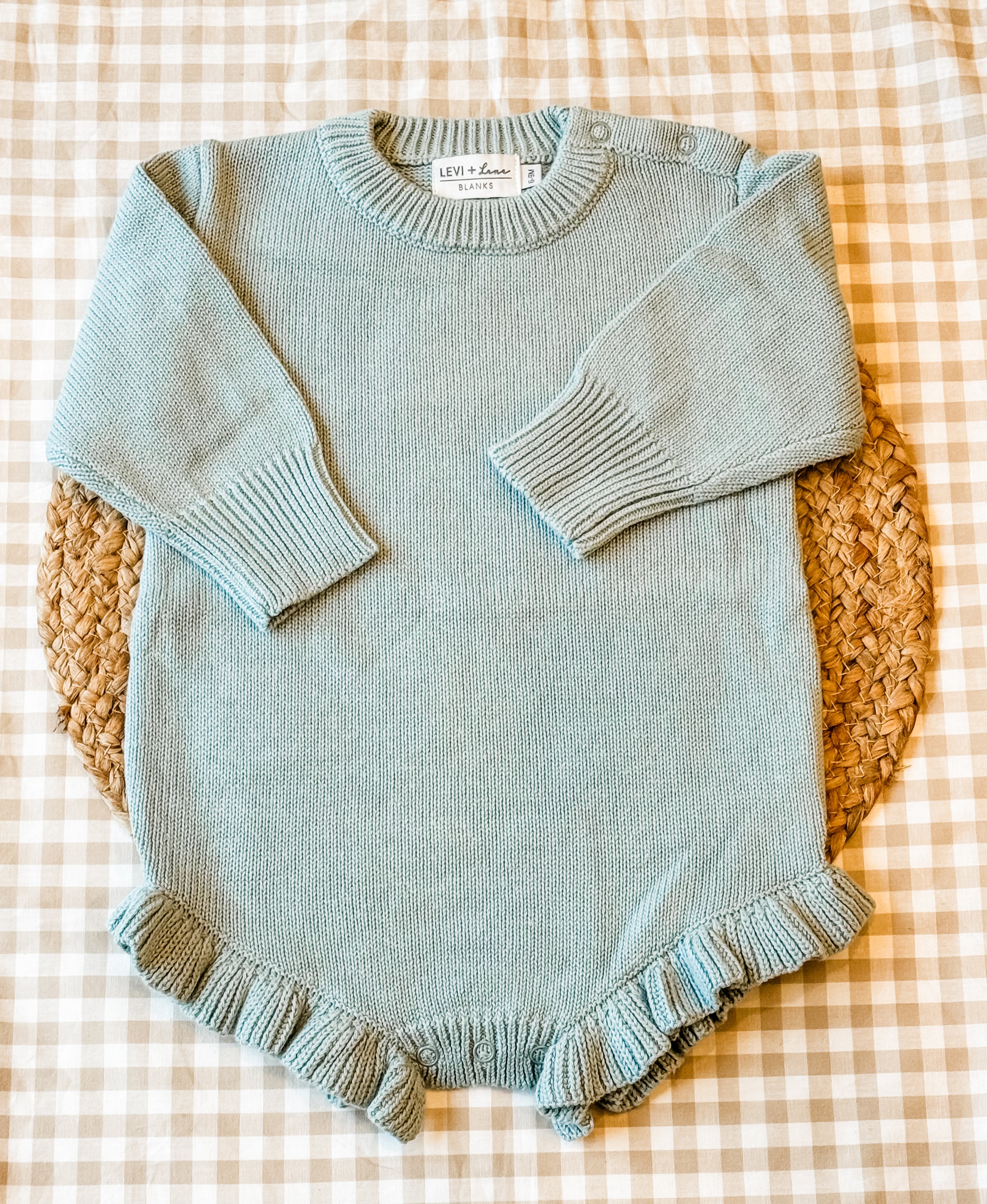 Long Sleeve Knit Ruffle Romper product photo 6