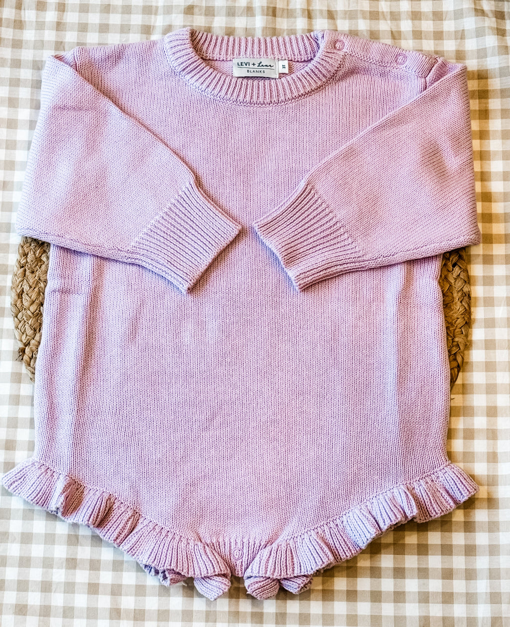 Long Sleeve Knit Ruffle Romper product photo 3