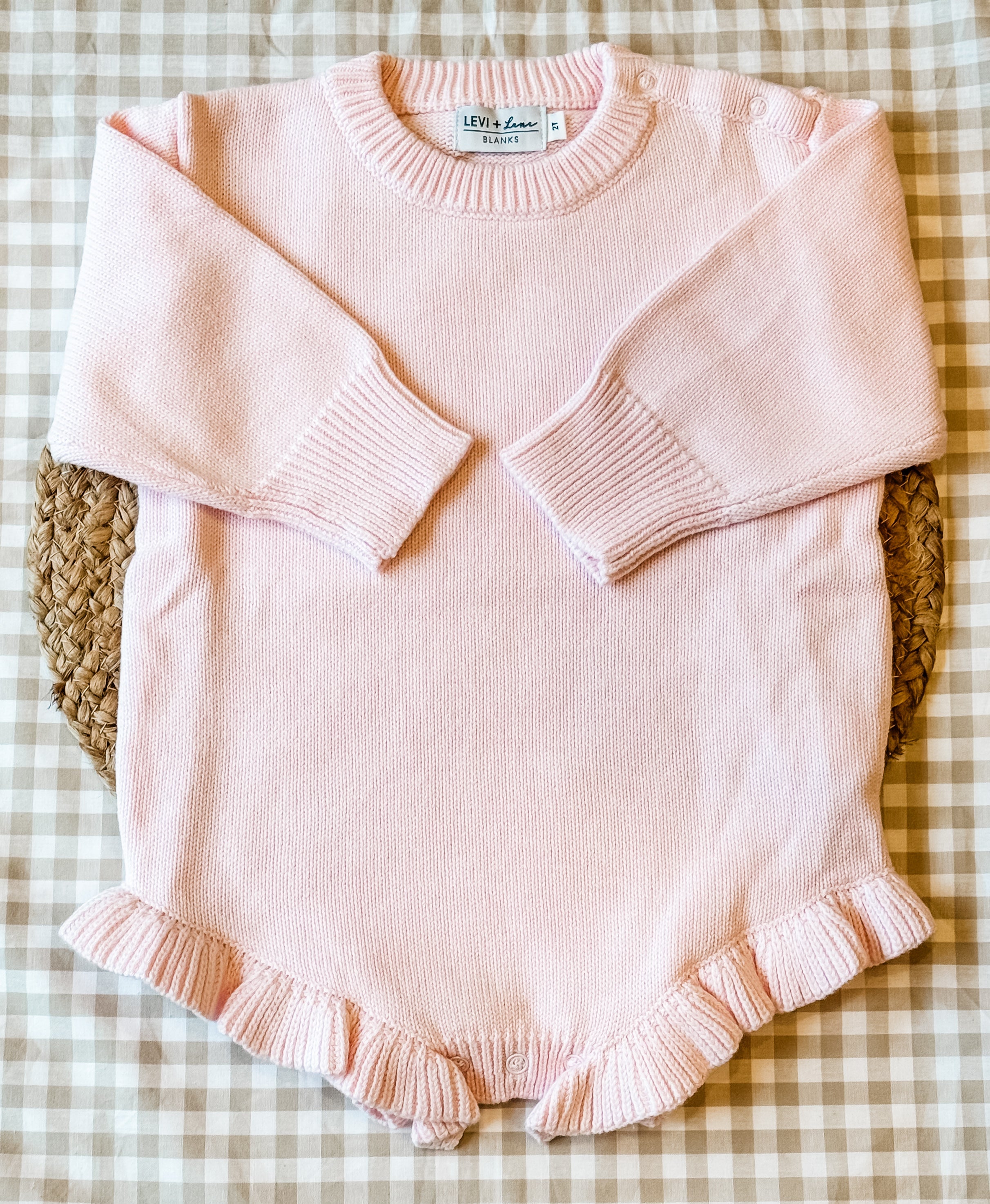 Long Sleeve Knit Ruffle Romper product photo 4