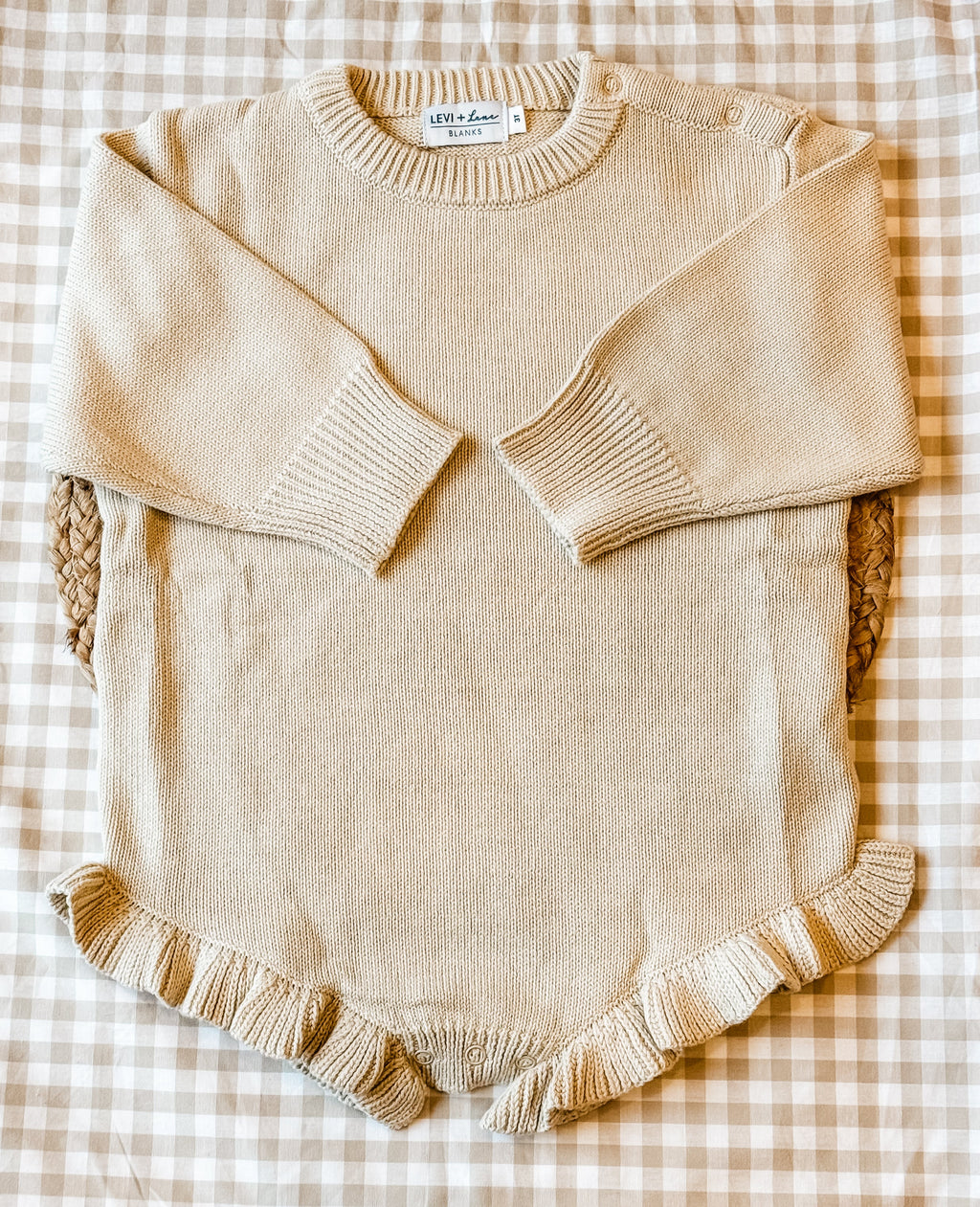 Long Sleeve Knit Ruffle Romper product photo 5