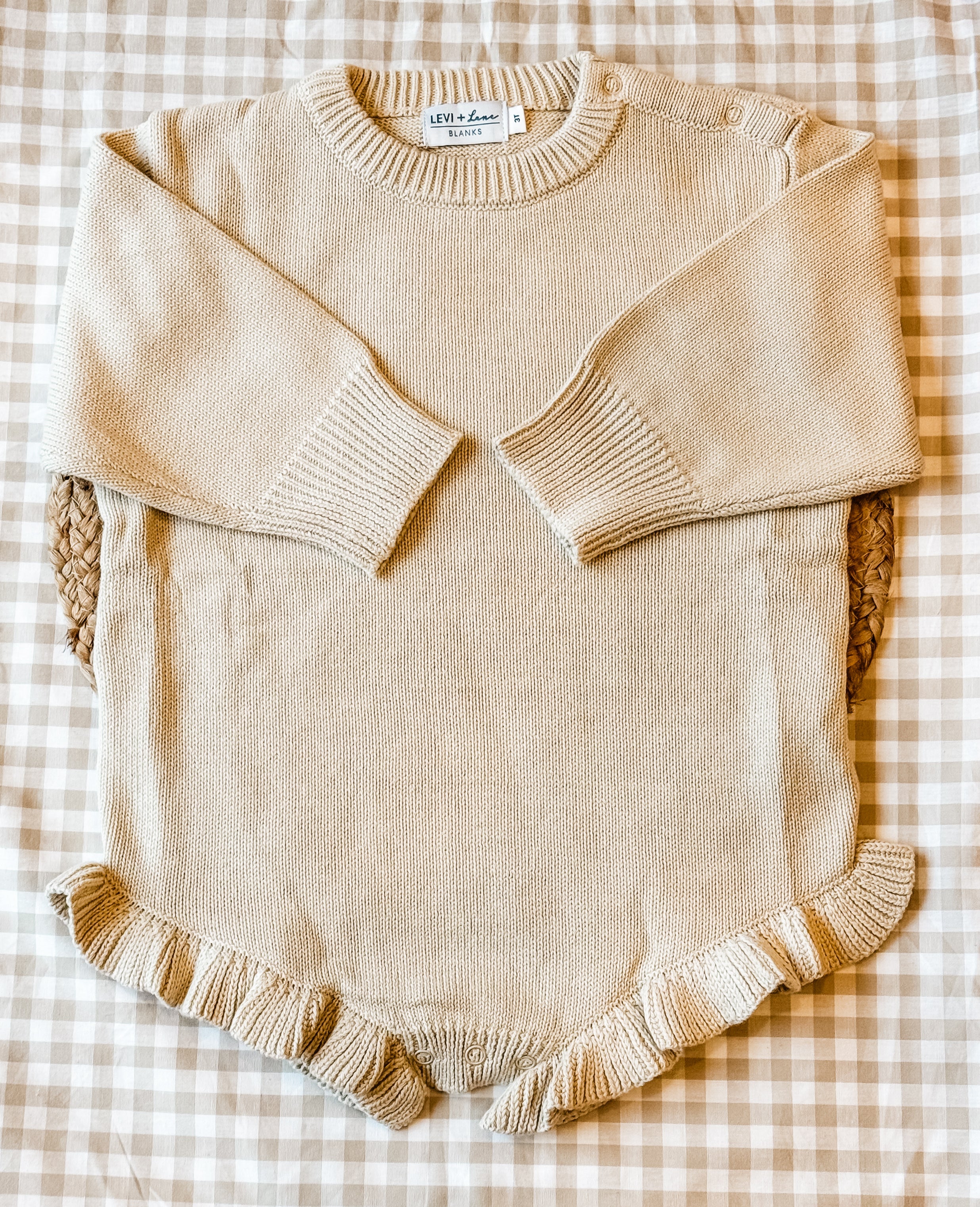 Long Sleeve Knit Ruffle Romper product photo 5