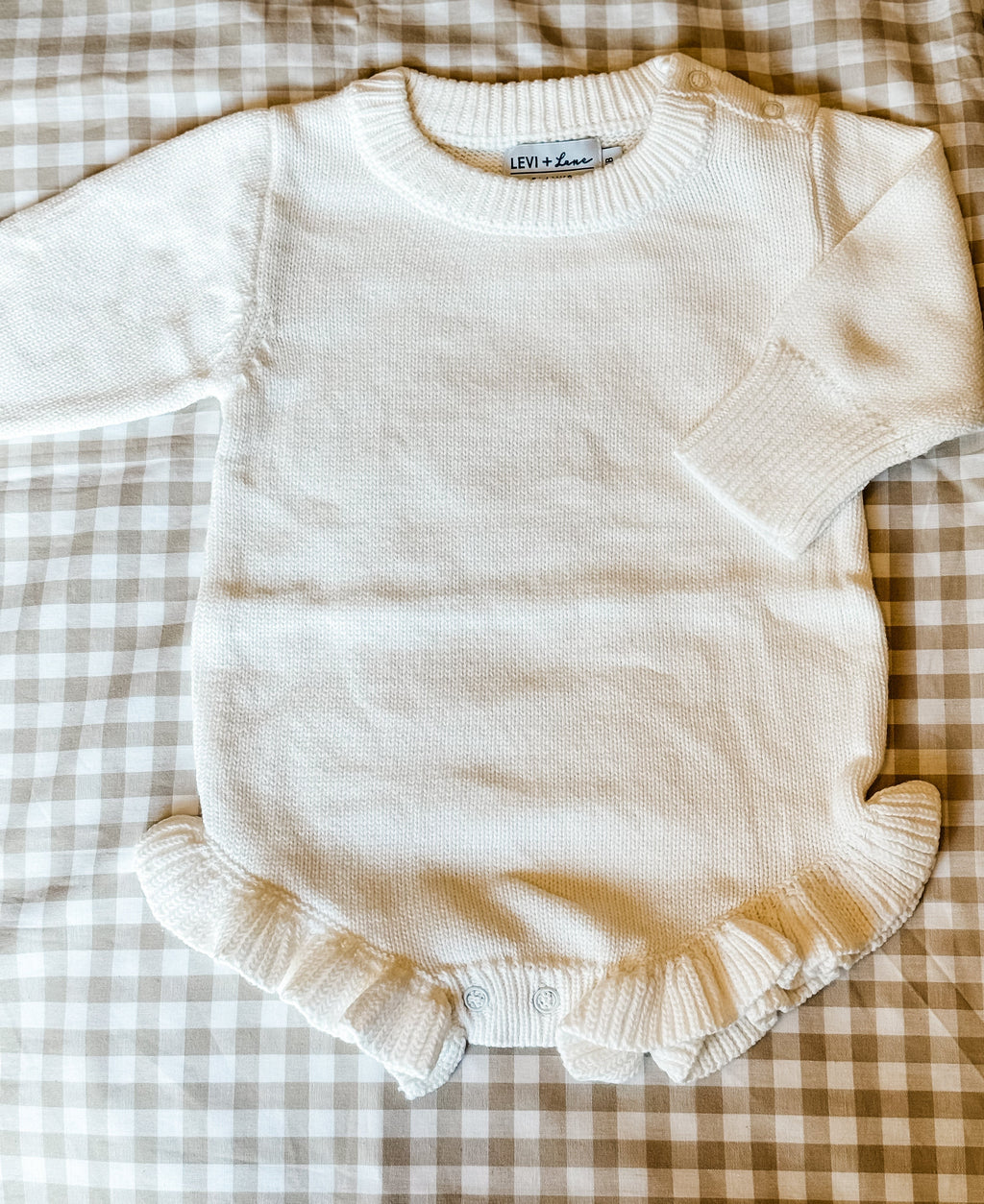 Long Sleeve Knit Ruffle Romper product photo 7