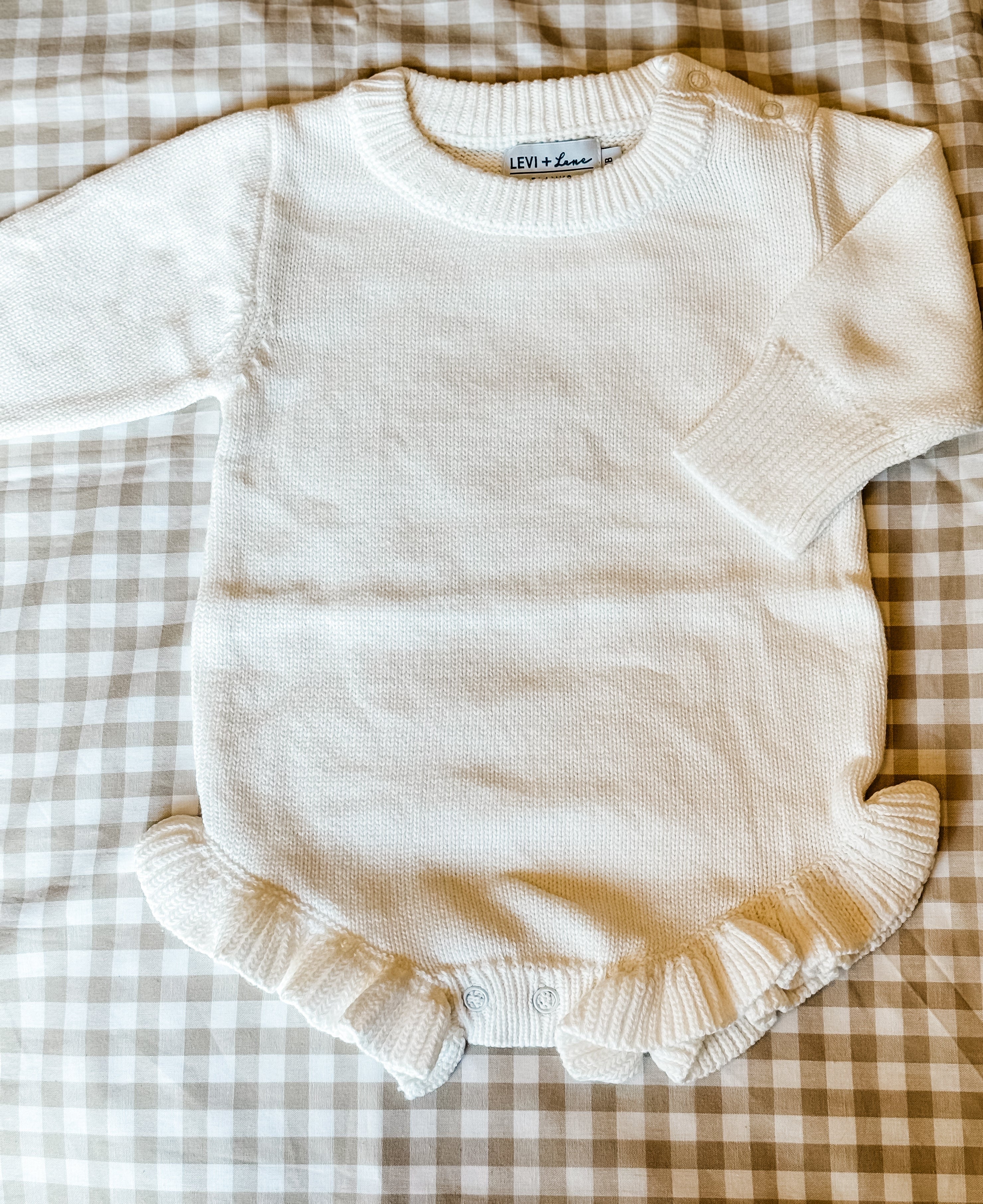 Long Sleeve Knit Ruffle Romper product photo 7