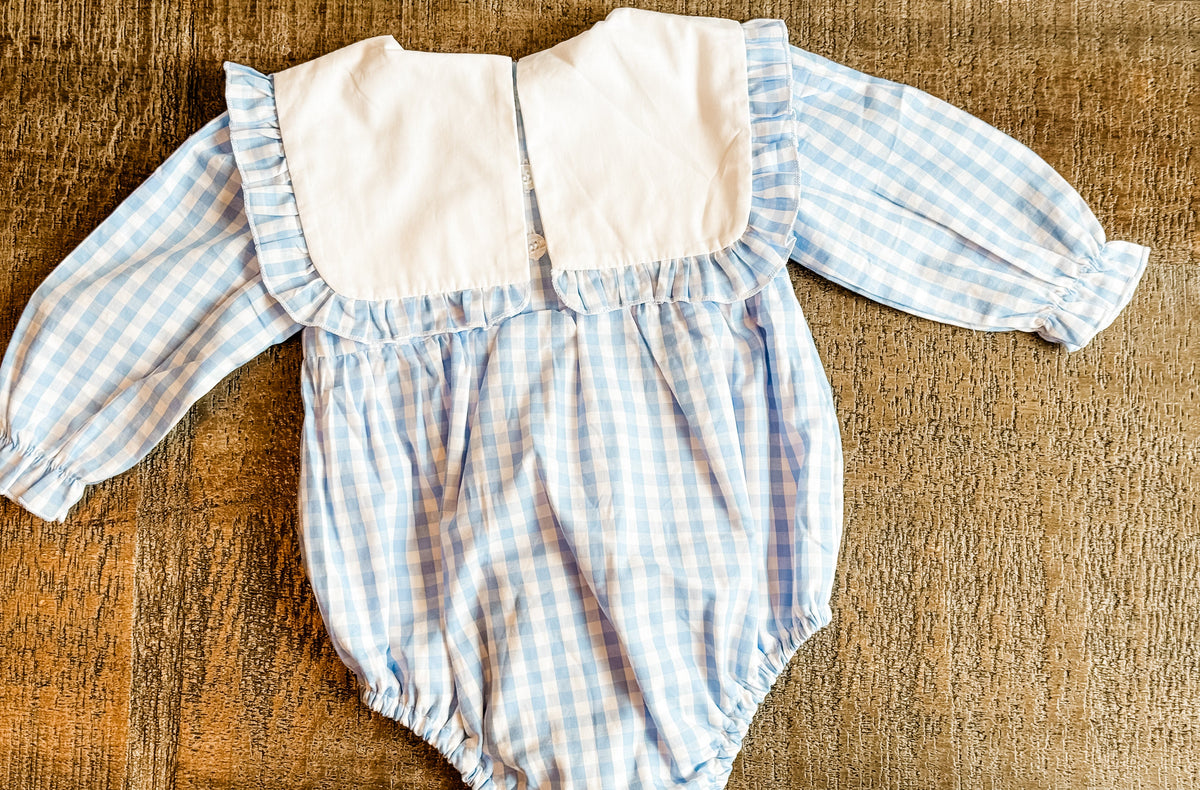 Gingham Bubble - 6M / Ruffle / Blue