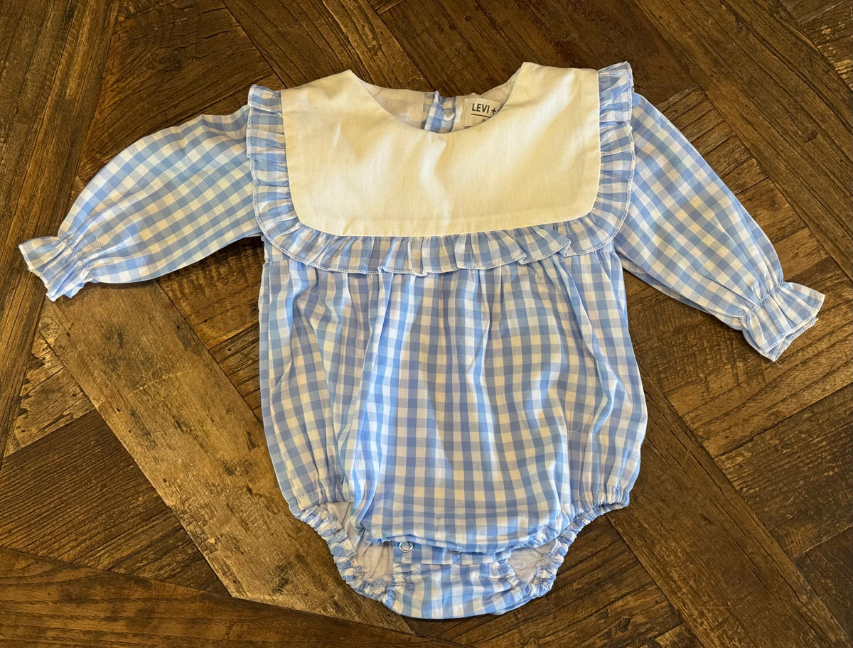 Gingham Bubble - 12M / Ruffle / Tan