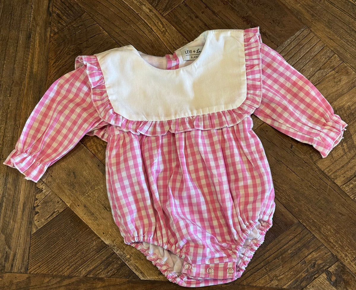 Gingham Bubble - 12M / Ruffle / Blue