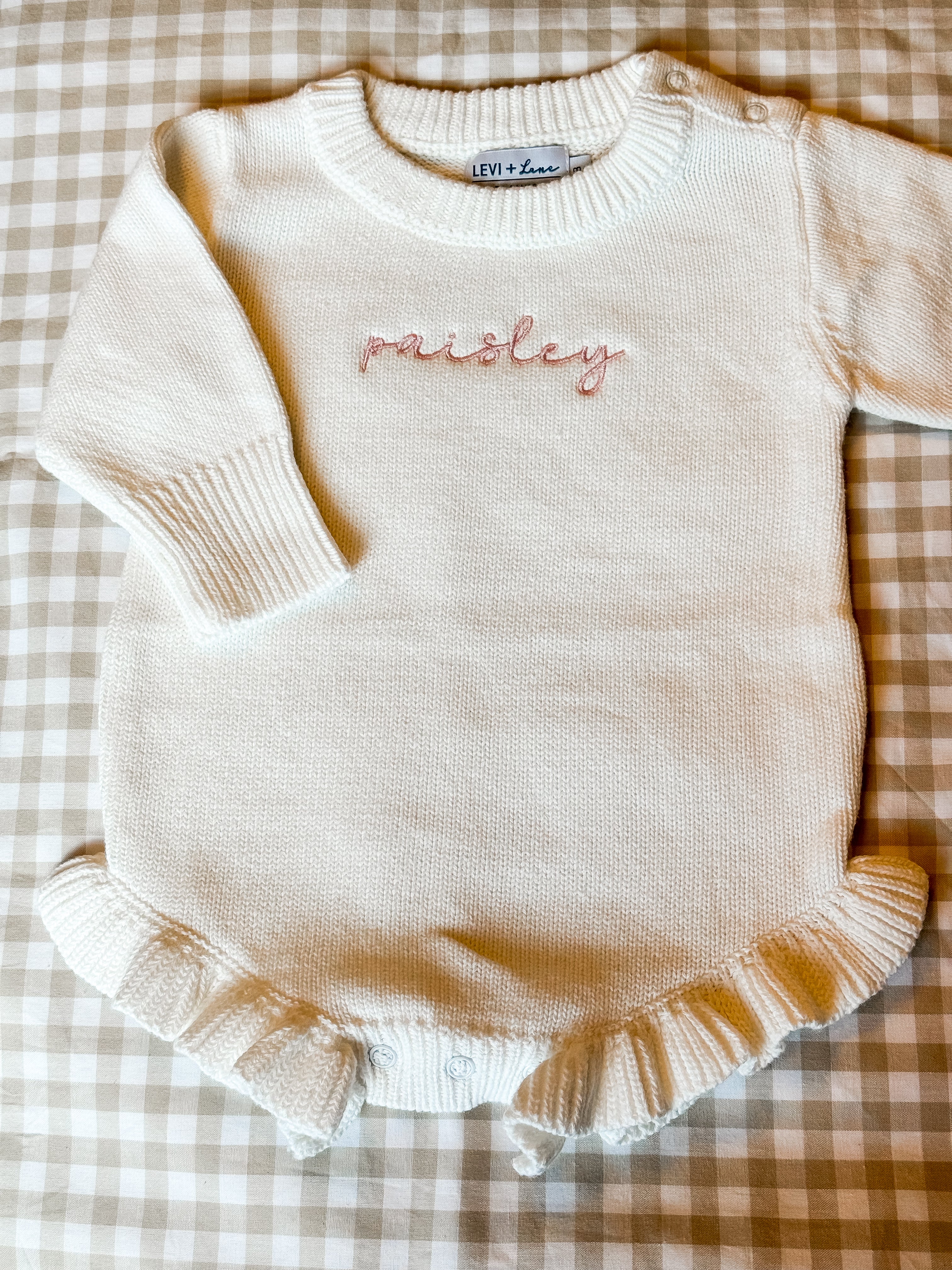 Long Sleeve Knit Ruffle Romper product photo 2