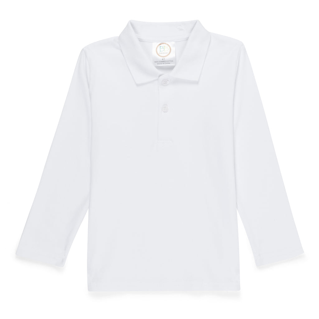 Boy's Long Sleeve Polo Style Collared Shirt