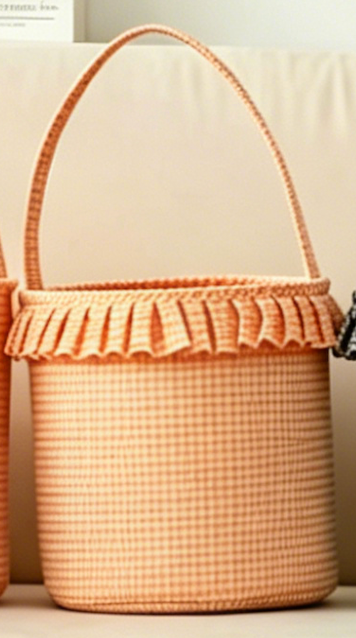 Halloween Boo Basket – Preorder — Orange Gingham with Ruffle