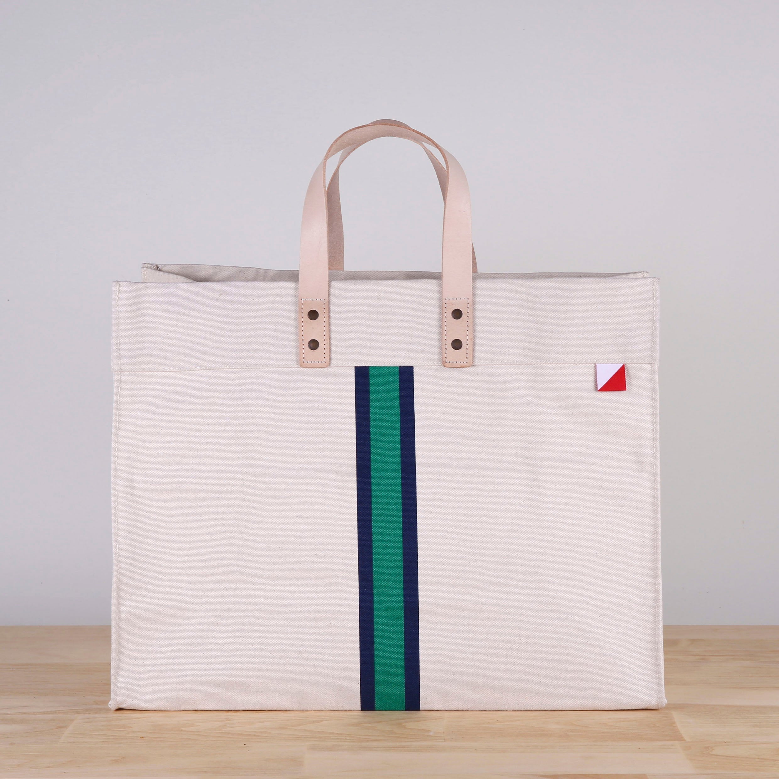 Striped Heavy Canvas Box Tote