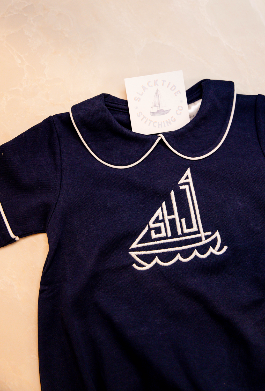 Piped Collar Short Sleeve Bubble