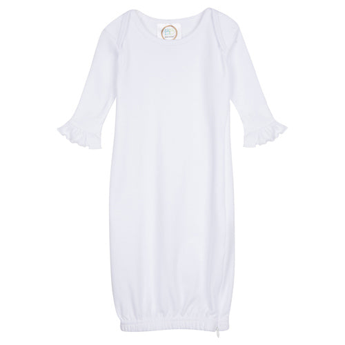 Girl's Long Sleeve Ruffle Infant Gown with Hidden Zipper
