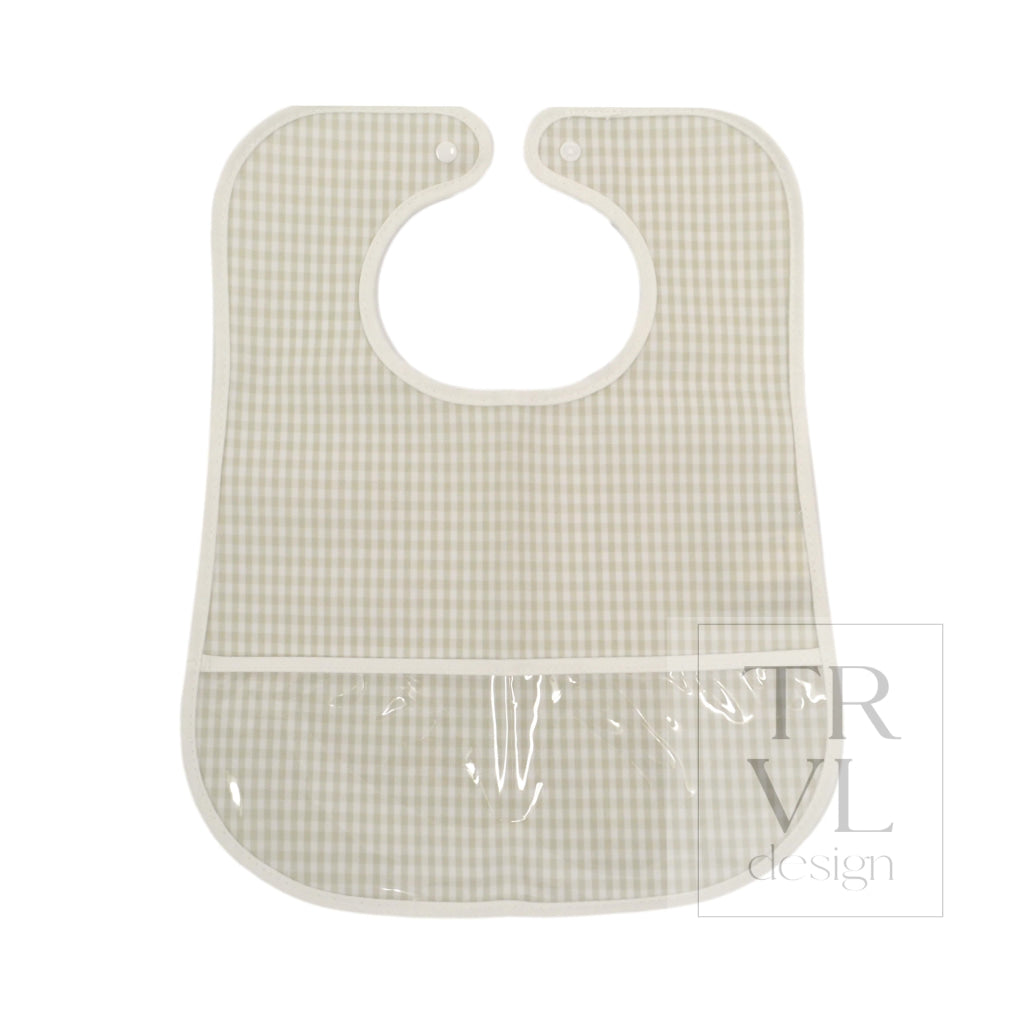 TRVL Clean Up Bib - Gingham Pearl Grey