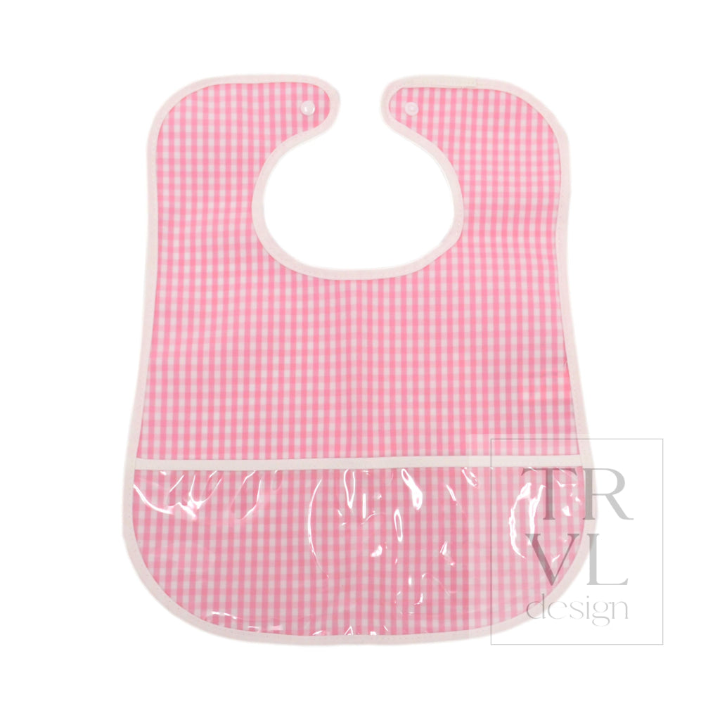 TRVL Clean Up Bib - Gingham Pink