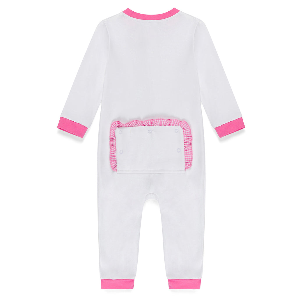 Infant Girl's Drop Flap Gingham Ruffle Trim Unionsuit Playsuit
