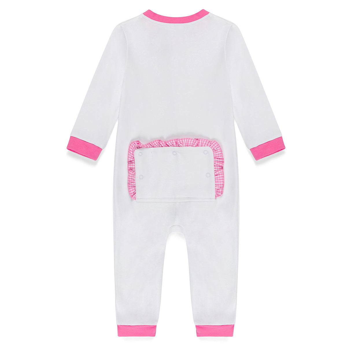 Infant Girl's Drop Flap Gingham Ruffle Trim Unionsuit Playsuit