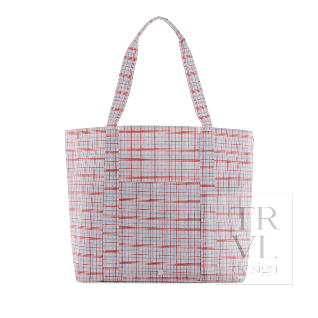TRVL Jumbo Tote - Classic Plaid Red