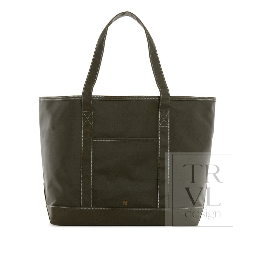 TRVL Coated Canvas Maxi Tote - Olive