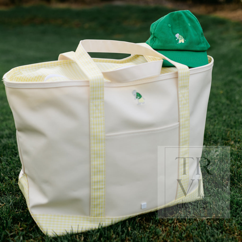 TRVL Coated Canvas Maxi Tote - Ernie Coated Canvas Natural With Buttercup Trim