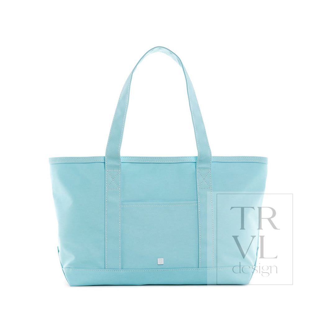 TRVL Coated Canvas Medium Tote - Lake Blue