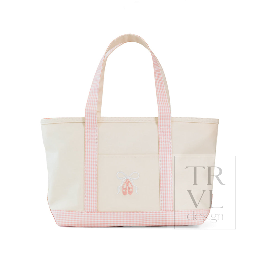TRVL Coated Canvas Medium Tote - Natural With Ballet Taffy Trim