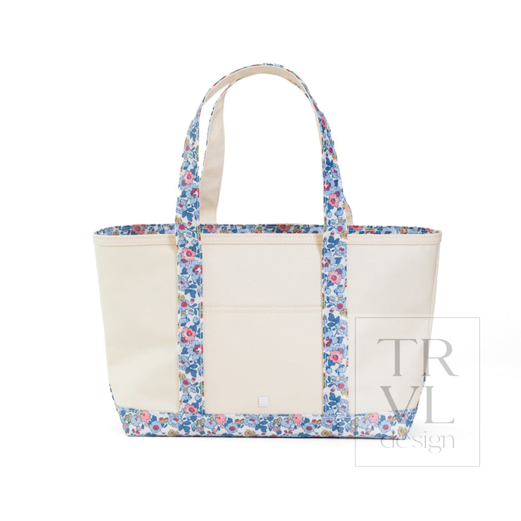 TRVL Coated Canvas Medium Tote - Natural With Bridgehampton Trim