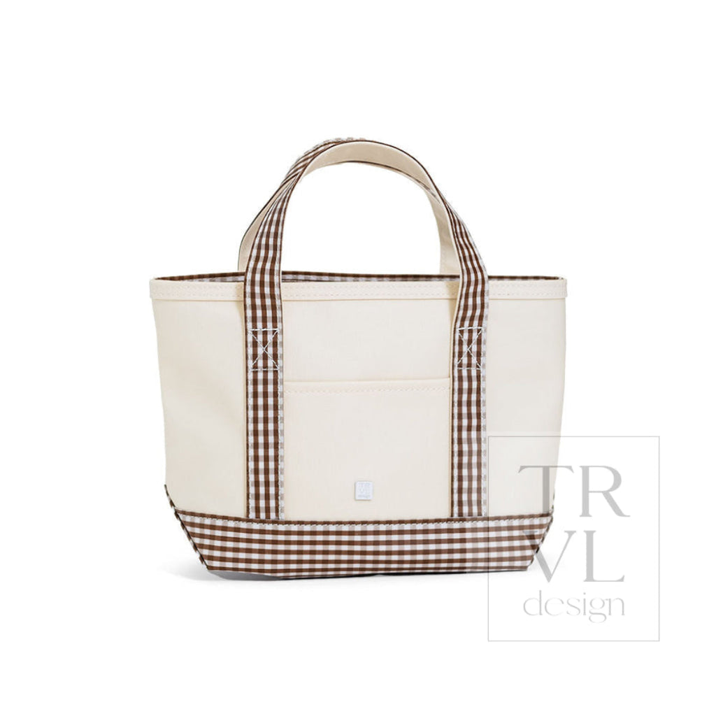 TRVL Coated Canvas Mini Tote - Natural With Gingham Coco Trim