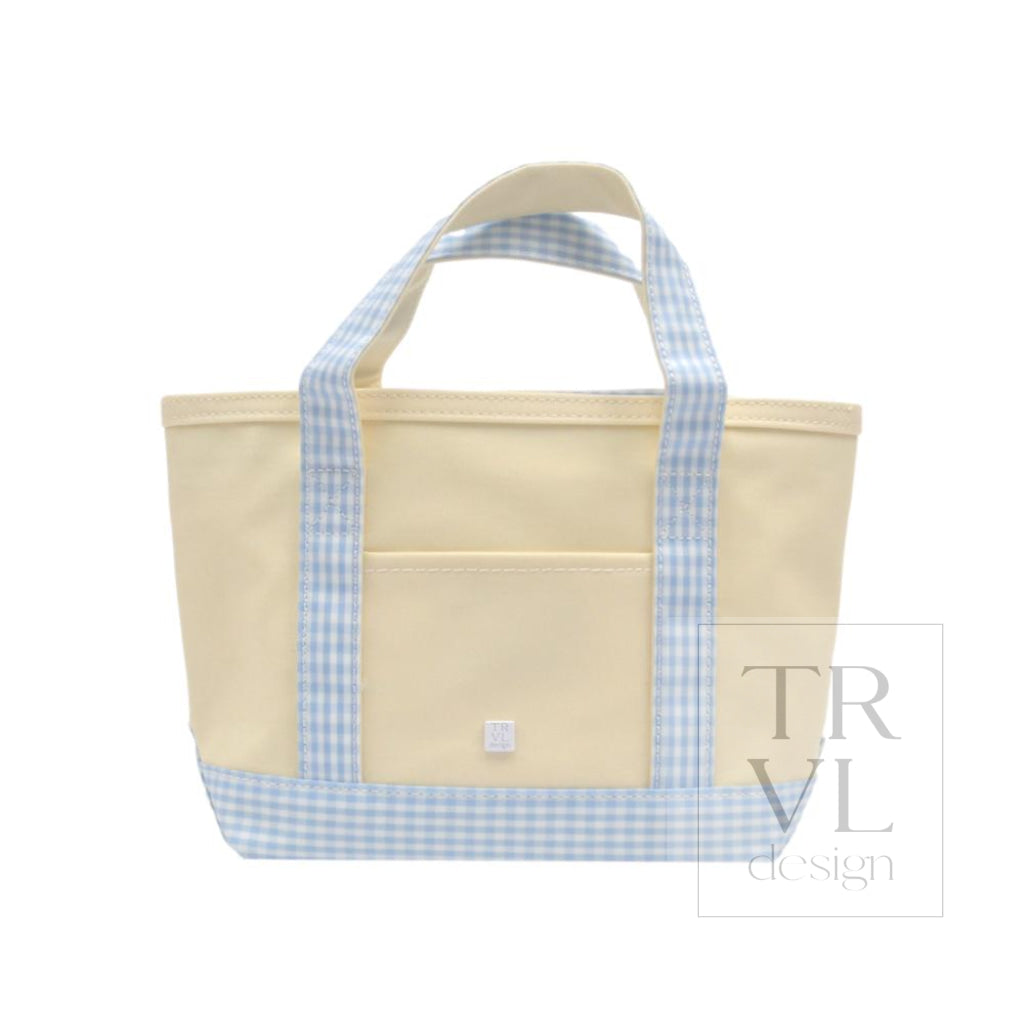 TRVL Coated Canvas Mini Tote - Natural With Gingham Mist Trim