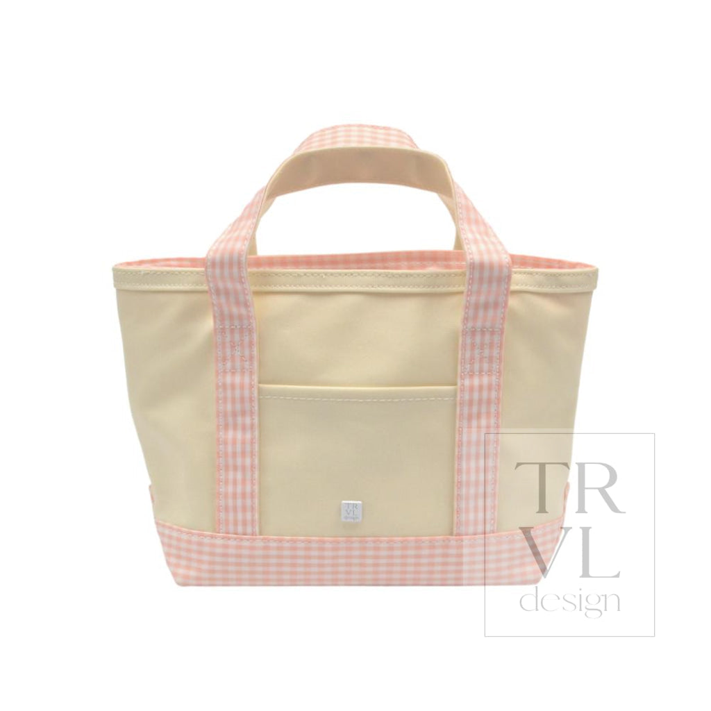 TRVL Coated Canvas Mini Tote - Natural With Gingham Taffy Trim