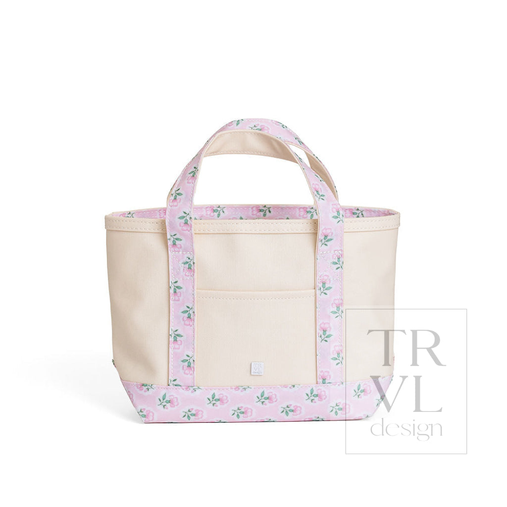 TRVL Coated Canvas Mini Tote - Natural With Petite Fleur Pink Trim