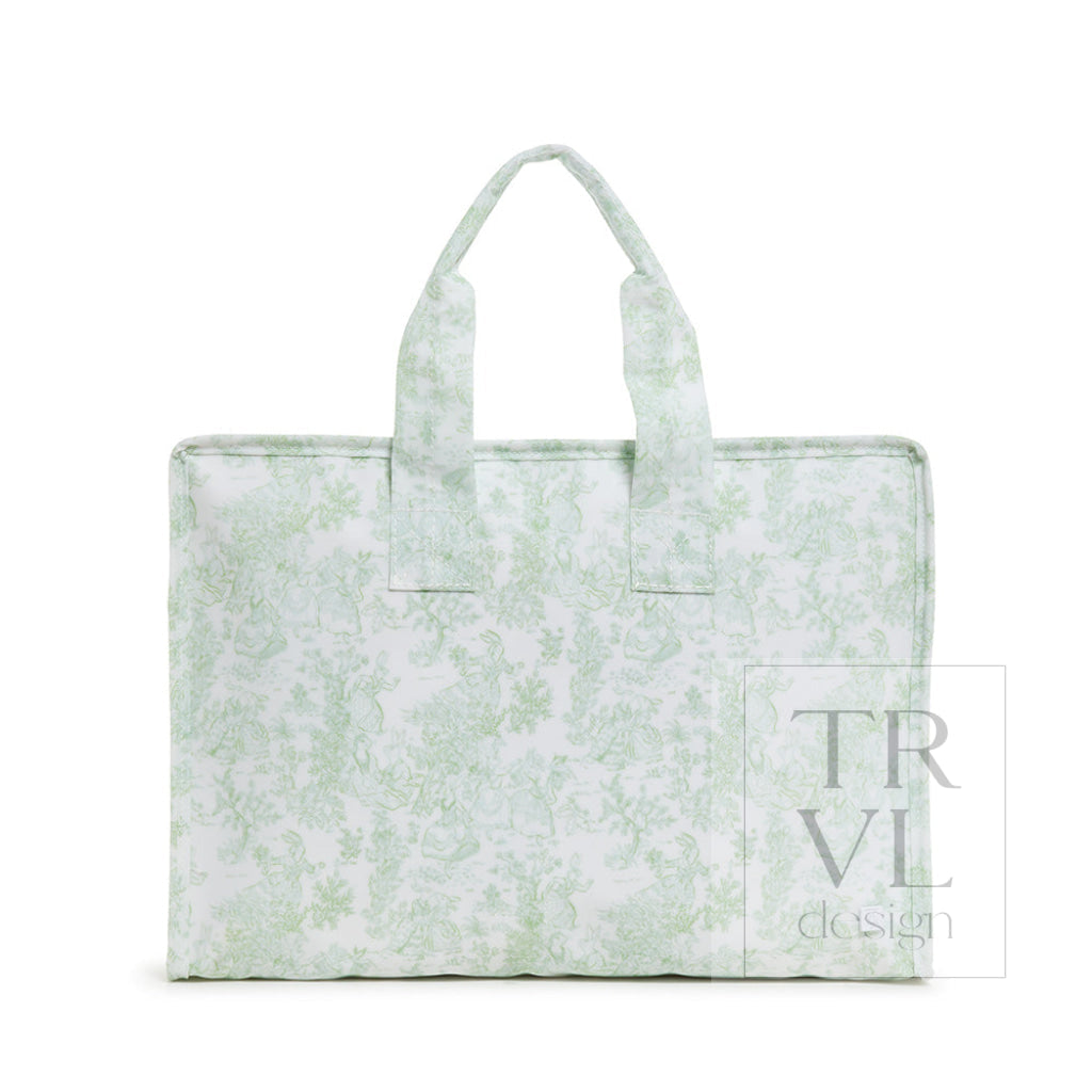 TRVL Overnite Tote - Bunny Toile Green