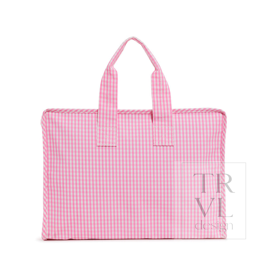 TRVL Overnite Tote - Gingham Pink