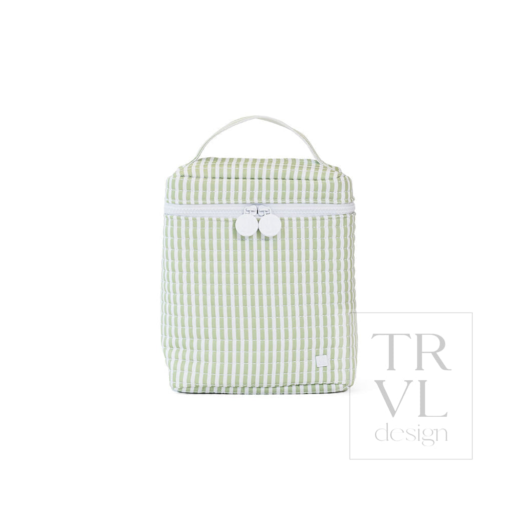 TRVL Go Go Lunch Bag - Quilted Go Go Lunch Insulated Bag- Pimlico Stripe Sage