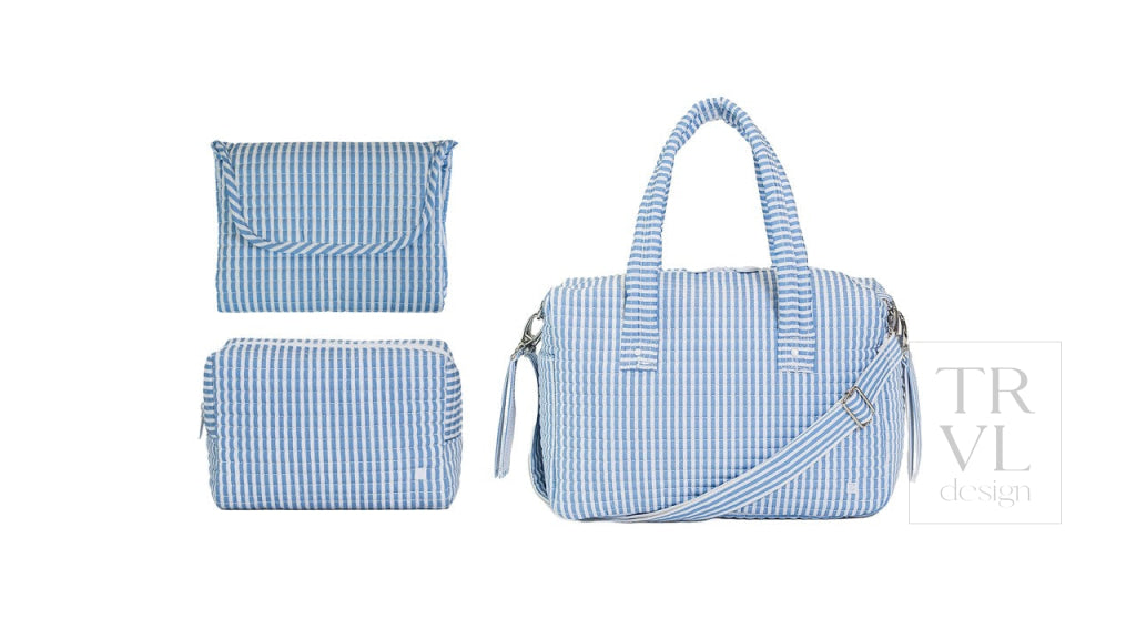 TRVL Quilted Stroller Bag - Pimlico Stripe Chambray + Changer Mat + Everyday (