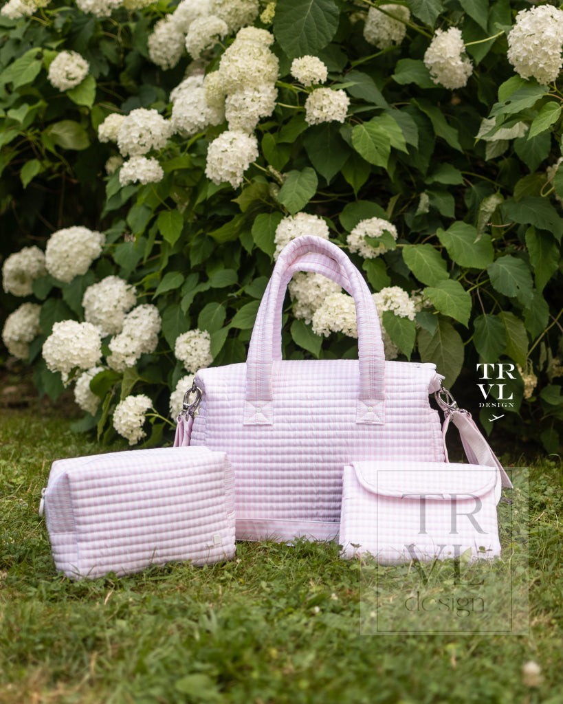 TRVL Quilted Stroller Bag - Pimlico Stripe Pink + Changer Mat + Everyday (