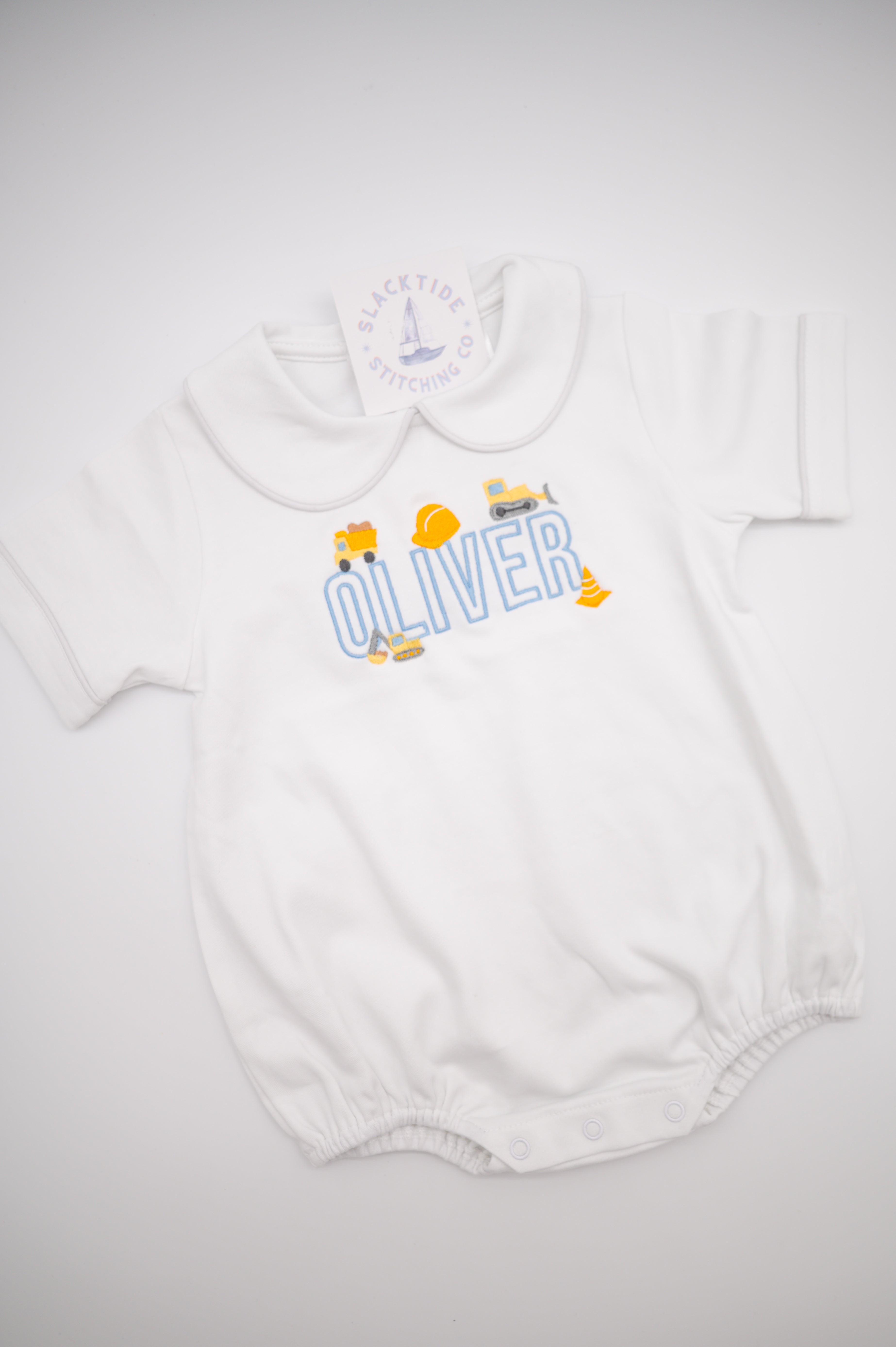 Piped Collar Short Sleeve Bubble — personalized example