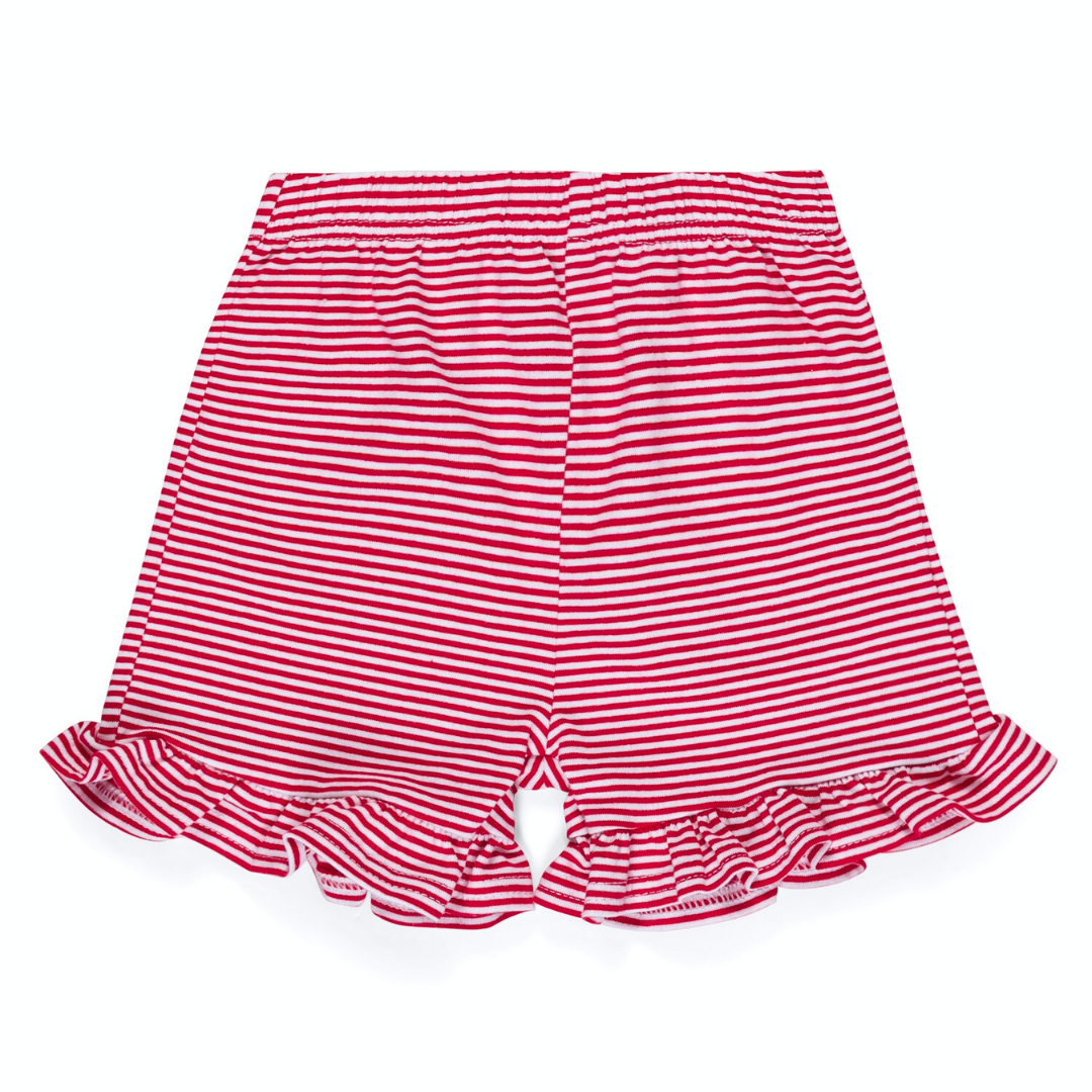 Girl's Micro-Striped Ruffle Shorts