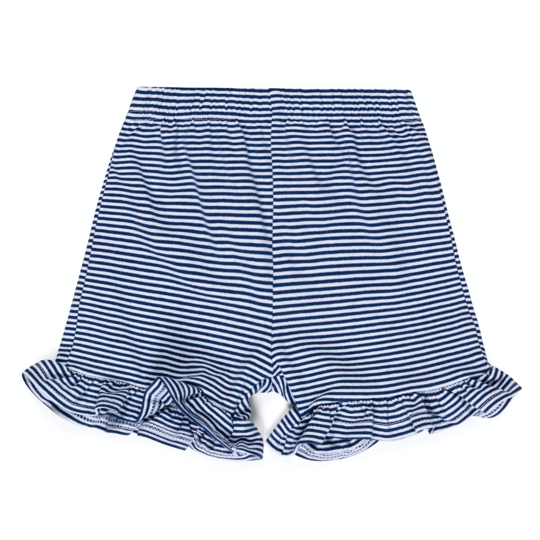 Girl's Micro-Striped Ruffle Shorts
